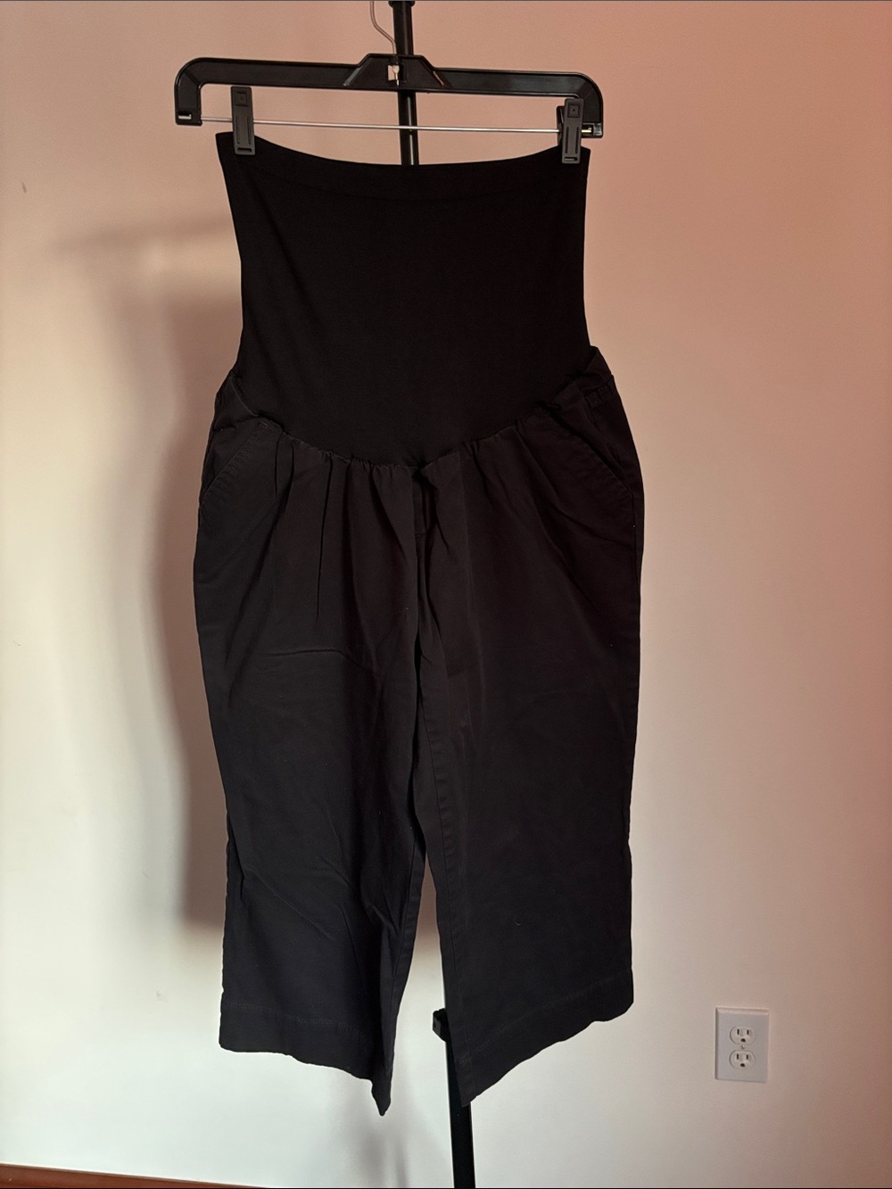 Motherhood Black Maternity Capri Pants with High Waist Panel